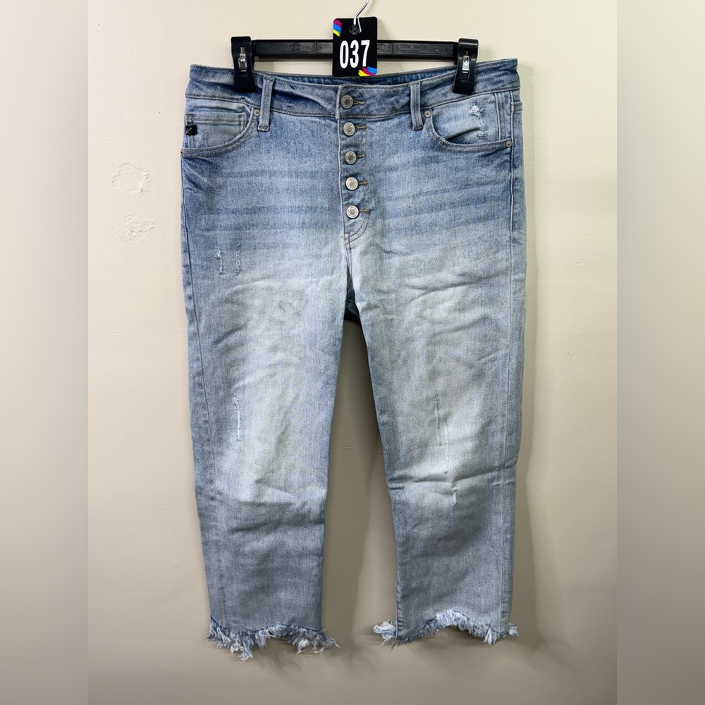 KanCan Light Blue Denim Jeans with Green Accent